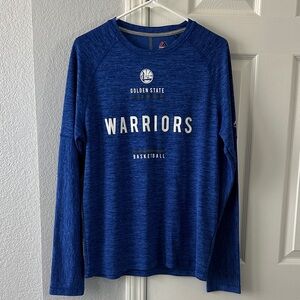 Majestic Golden State Warriors Coolbase Blue Long Sleeve Shirt sz M